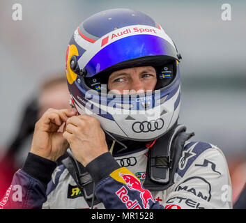 Silverstone Circuit, Towcester, UK. 25 Mai, 2018. Cooper reifen Welt RX von Großbritannien, die SpeedMachine Festival; Mattias Ekström (SWE) im Audi S1 Quattro EKS-RX für Team EKS Audi Sport auf seinem Helm Credit: Aktion plus Sport/Alamy leben Nachrichten Stockfoto