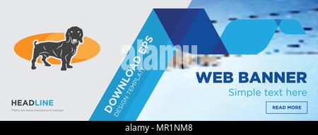 Dackel Konzept horizontale Webseite banner Template Design auf abstrakten Hintergrund mit flache moderne isolierte Vektor Icon und geometrische Formen Stock Vektor