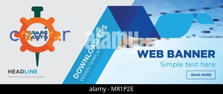 Ersatzteile Konzept horizontale Webseite banner Template Design auf abstrakten Hintergrund mit flache moderne isolierte Vektor Icon und geometrische Formen Stock Vektor