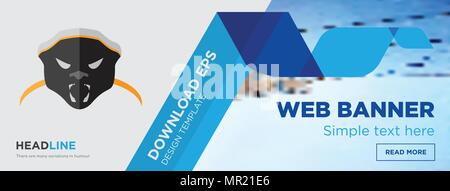 Honey Badger Konzept horizontale Webseite banner Template Design auf abstrakten Hintergrund mit flache moderne isolierte Vektor Icon und geometrische Formen. Stock Vektor