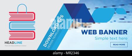 Buch Shop Konzept horizontale Webseite banner Template Design auf abstrakten Hintergrund mit flache moderne isolierte Vektor Icon und geometrische Formen Formen Stock Vektor