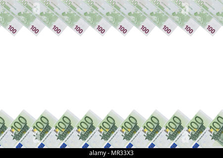 100 Euro Banknoten Rahmen. Geld Rahmen der Euro-banknoten isoliert auf weißem Hintergrund Stockfoto