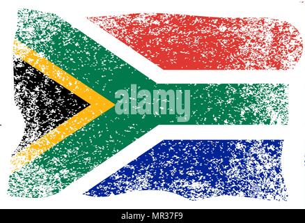 Nelson Mandela Internationaler Tag. 18. Juli. Das Konzept einer politischen Urlaub. Flagge der Republik Südafrika. Grunge Hintergrund Stock Vektor