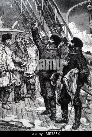 Abbildung: Darstellung von Admiral Sir John Ross (1777-1856) ein britischer Marineoffizier und Arctic Explorer, sein Schiff "Sieg" aufzugeben. Vom 19. Jahrhundert Stockfoto