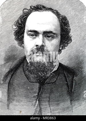 Gravur, Dante Gabriel Rossetti 1828-1882) Ein britischer Dichter, Illustrator, Maler und Übersetzer. Vom 19. Jahrhundert Stockfoto