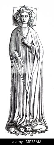 Abbildung zeigt das Bildnis von Eleonore von Kastilien. Eleonore von Kastilien (1241-1290) eine englische Königin, die erste Frau von König Edward I., den sie als Teil einer politischen Abkommen verheiratet englischen Herrschaft über die Gascogne zu bekräftigen. Vom 15. Jahrhundert Stockfoto