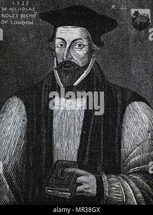 Portrait von Nicholas Ridley (1500-1555) ein englischer Bischof von London. Vom 16. Jahrhundert Stockfoto
