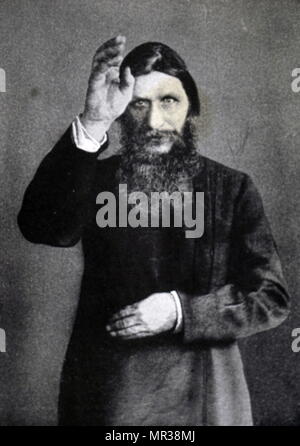 Fotografische Porträt von Grigori Rasputin (1869-1916) eine russische Mystiker und selbsternannten heiligen Mann, der die Familie des Zaren Nikolaus II., angefreundet und hat erheblichen Einfluß in late Imperial Russland. Vom 20. Jahrhundert Stockfoto