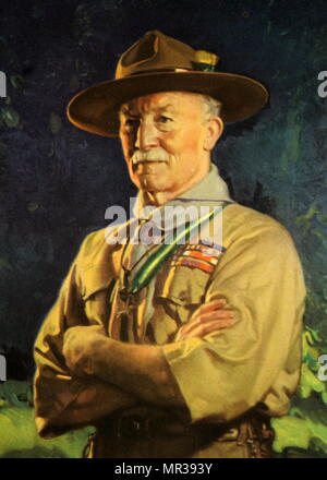 Porträt von Robert Baden-Powell, 1. Baron Baden-Powell (1857-1941) ein britischer Offizier, Schriftsteller, Autor von Scouting für Jungen. Vom 20. Jahrhundert Stockfoto