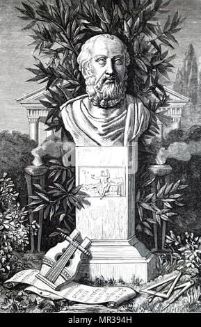 Gravur, eine Büste von Plato, ein Philosoph im Klassischen Griechenland und der Gründer der Akademie in Athen, die erste Hochschule in der westlichen Welt. Vom 18. Jahrhundert Stockfoto