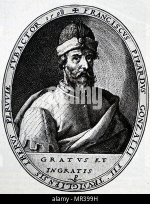 Portrait von Francisco Pizarro (C. 1478-1541) Ein spanischer Conquistador, eine Expedition, die Inka Reich erobert. Vom 16. Jahrhundert Stockfoto