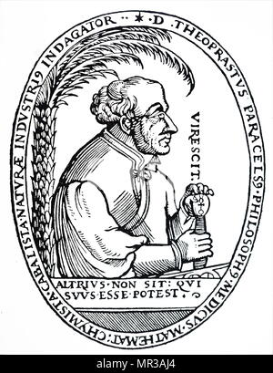 Portrait von Paracelsus (1493-1541), ein Schweizer Arzt, Alchemist und Astrologe der deutschen Renaissance. Vom 16. Jahrhundert Stockfoto