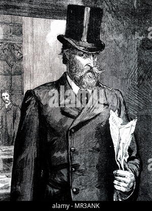 Gravur, Charles Stewart Parnell (1846-1891) eine Irische nationalistischer Politiker und einer der mächtigsten Figuren im britischen Unterhaus. Vom 19. Jahrhundert Stockfoto