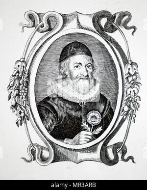Portrait von John Parkinson (1567-1650), englischer Botaniker und Botaniker. 17. jahrhundert Stockfoto
