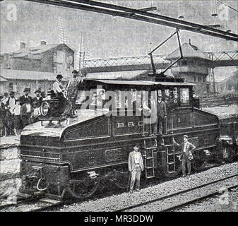 Foto eines frühen elektrische Lokomotive auf der Baltimore und Ohio Railroad. Vom 19. Jahrhundert Stockfoto