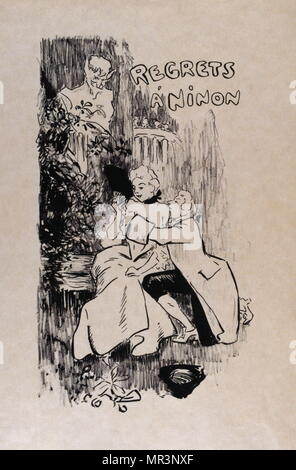 Bedauert eine Ninon, 1894 von Théophile Alexandre Steinlen (November 10, 1859 - Dezember 13, 1923), war ein Schweizer - Französische Jugendstil Maler und Grafiker geboren. Stockfoto