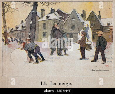 Idealisierte leben in Frankreich, (snow scene), Französisch Abbildung: 1900 Stockfoto