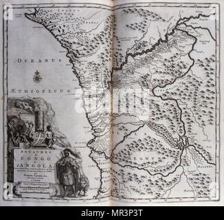 Königreiche des Kongo und Angolas in Zentralafrika 1727. Von Reisen nach Persien und Indien 1727, von Johan Albrecht de Mandelslo (1616 - 1644). 17. Jahrhundert Deutsche Abenteurer, der über seine Reise durch Persien und Indien schrieb. Stockfoto