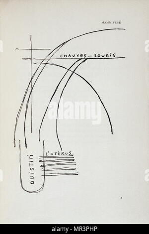 (Mammifiere) eine Illustration für 'fille Geb. sans bloße' (Mädchen geboren Ohne Mutter), 1915, von Francis Picabia (1879-1953), französischer avantgardistischer Maler, Dichter und typographist. Nach dem Experimentieren mit Impressionismus und Pointillismus, Picabia wurde mit dem Kubismus in Verbindung gebracht. Er war einer der ersten wichtigen Persönlichkeiten der DADA-Bewegung und wurde kurz mit dem Surrealismus verbunden Stockfoto