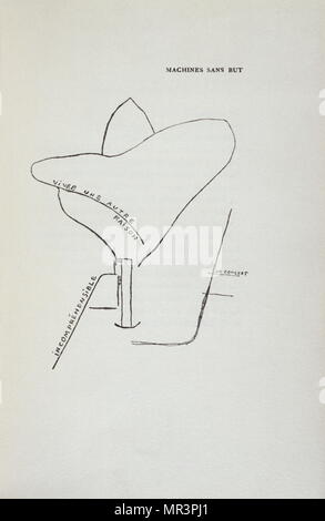 (Maschinen sans aber) eine Illustration für 'fille Geb. sans bloße' (Mädchen geboren Ohne Mutter), 1915, von Francis Picabia (1879-1953), französischer avantgardistischer Maler, Dichter und typographist. Nach dem Experimentieren mit Impressionismus und Pointillismus, Picabia wurde mit dem Kubismus in Verbindung gebracht. Er war einer der ersten wichtigen Persönlichkeiten der DADA-Bewegung und wurde kurz mit dem Surrealismus verbunden Stockfoto