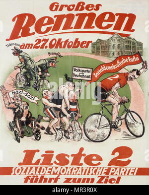 Deutsche Sozialdemokratische Partei (SPD), (anti-Nazi), Propaganda Poster für die Badische Landtagswahl im Oktober 1929 Stockfoto