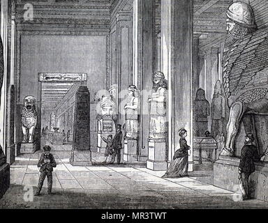 Abbildung: Darstellung der ninive Galerie, bei Montagu Haus, Bloomsbury, das erste Haus des British Museum. Vom 19. Jahrhundert Stockfoto