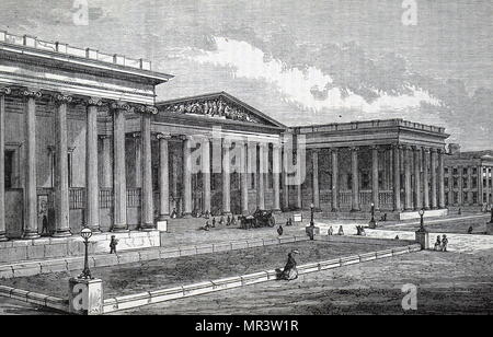 Abbildung: Darstellung der neuen Fassade des British Museum, entworfen von Robert Smirke. Robert Smirke (1780-1867), englischer Architekt, einer der Führer der griechischen Revival Architektur. Vom 19. Jahrhundert Stockfoto