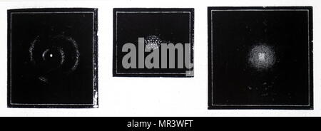 Gravur Darstellung von Pierre-Simon Laplace nebula Hypothese. Links: Die Bildung einer Solaranlage Phase 1 - Nebel kondensieren in einen Stern. Zentrum: Reife. Rechts: Stern mit umliegenden nebulosity im Sternbild Pegasus. Es war der Ansicht, dass in diesem Sommer der Laplace Hypothese in Aktion. Pierre-Simon Laplace (1749-1827) eine einflussreiche französische Wissenschaftler, Mathematiker, Astronom und Physiker. Vom 19. Jahrhundert Stockfoto