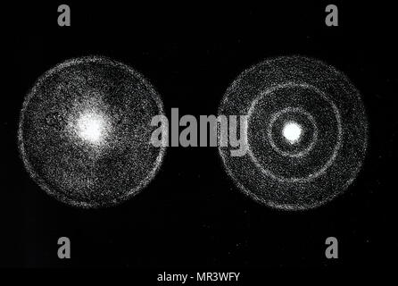 Gravur Darstellung von Pierre-Simon Laplace nebula Hypothese. Es war der Ansicht, dass in diesem Sommer der Laplace Hypothese in Aktion. Pierre-Simon Laplace (1749-1827) eine einflussreiche französische Wissenschaftler, Mathematiker, Astronom und Physiker. Vom 19. Jahrhundert Stockfoto