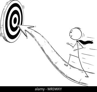 Cartoon von Geschäftsmann auf Pfeil für Erfolg Stock Vektor