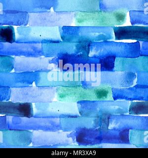 Nahtlose aquarell Muster mit blauen Steinen und Leitungen Stockfoto