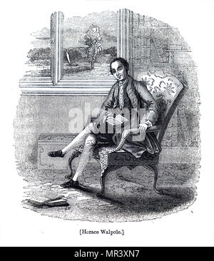 Abbildung: Darstellung von Horace Walpole in seiner Bibliothek. Horace Walpole (1717-1787) ein englischer Kunsthistoriker, Literat, Antiquariaten und Whig Politiker. Vom 19. Jahrhundert Stockfoto