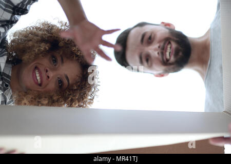 Ansicht von unten, Mann und Frau, die in der Box. Stockfoto