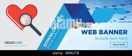 Cholesterin Konzept horizontale Webseite banner Template Design auf abstrakten Hintergrund mit flache moderne isolierte Vektor Icon und geometrische Formen. Stock Vektor