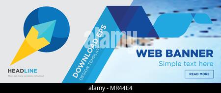 Paper Plane Konzept horizontale Webseite banner Template Design auf abstrakten Hintergrund mit flache moderne isolierte Vektor Icon und geometrische Formen Formen Stock Vektor