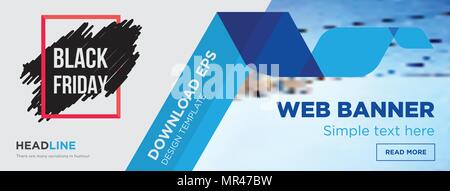 Schwarzer Freitag verkauf Konzept horizontale Webseite banner Template Design auf abstrakten Hintergrund mit flache moderne isolierte Vektor Icon und geometrische Formen Stock Vektor
