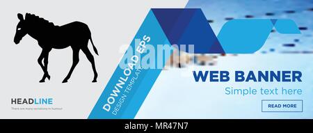 Zebra Konzept horizontale Webseite banner Template Design auf abstrakten Hintergrund mit flache moderne isolierte Vektor Icon und geometrische Formen Stock Vektor