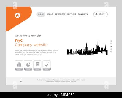Die Qualität einer Seite nyc Website Template Vector EPS, moderne Web Design mit flachem UI-Elemente und Landschaft Illustration, ideal für Landing Page Stock Vektor