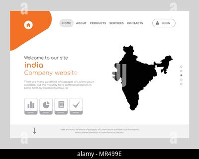 Die Qualität einer Seite Indien Web site Template Vector EPS, moderne Web Design mit flachem UI-Elemente und Landschaft Illustration, ideal für Landing Page Stock Vektor