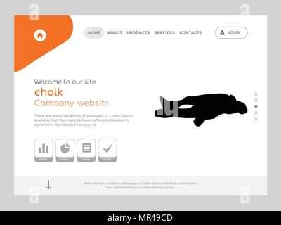 Die Qualität einer Seite chalk Website Template Vector EPS, moderne Web Design mit flachem UI-Elemente und Landschaft Illustration, ideal für Landing Page Stock Vektor