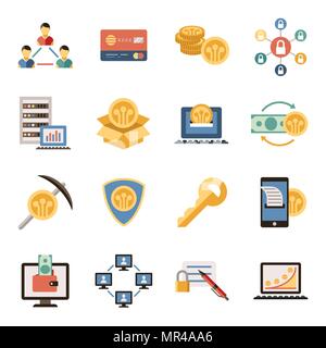 Digitale vektor Zeile für Symbole blockchain pack Abbildung mit Elementen für cryptocurrency eingestellt Stock Vektor