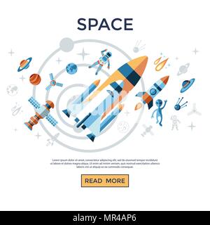 Digitale vektor Zeile für Symbole stellen Raum und Raketen Abbildung mit Elementen für Astronomie Infografiken Stock Vektor