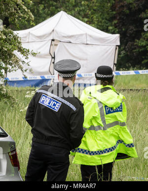 Die Szene in Lowedges Straße in Sheffield, South Yorkshire, wo ein Mord Untersuchung eingeleitet, nachdem ein 15-jähriger Junge am Donnerstag starb nach einem Stechen. Stockfoto