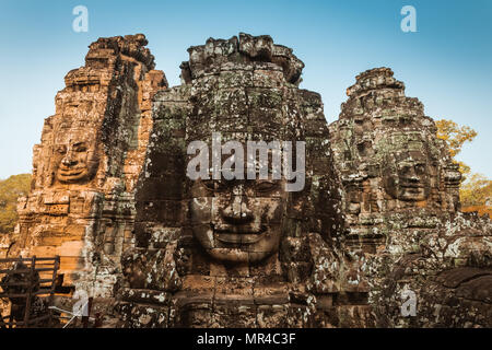 Bayon Gesicht über Sonnenuntergang, Angkor Wat Kambodscha, Unesco herritage Stockfoto