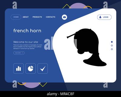 Die Qualität einer Seite horn Website Template Vector EPS, moderne Web Design mit flachem UI-Elemente und Landschaft Illustration, ideal für Landing Page Stock Vektor