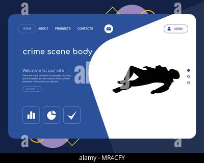 Die Qualität einer Seite Tatort Körper Website Template Vector EPS, moderne Web Design mit flachem UI-Elemente und Landschaft Illustration, ideal für die Landung p Stock Vektor