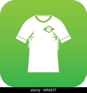 T-Shirt mit Flagge von Brasilien unterzeichnen Symbol Digital Green Stock Vektor
