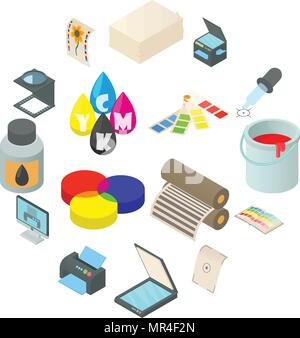 Drucken Icons Set, einfachen Stil Stock Vektor