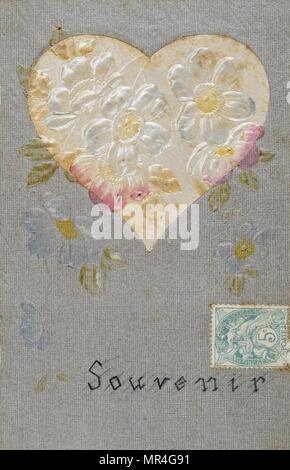 Französische Postkarte mit floralen Elementen 1900 Stockfoto