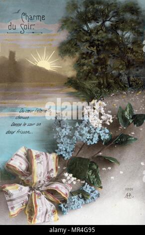 Französische Postkarte mit floralen Elementen 1900 Stockfoto